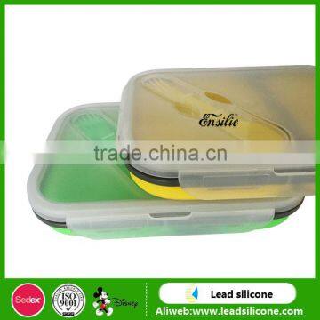 Food Grade Compartment Silicone Collapsible Lunch Box With Lid photo-6