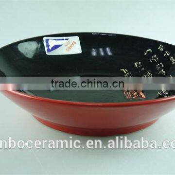 14 Inch Japanese Style Black Noodle Bowl Ceramic Stoneware Large Soup Bowls photo-2