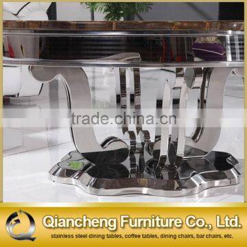 Coffee Table Set With Flower Shape Stainless Steel Base photo-3