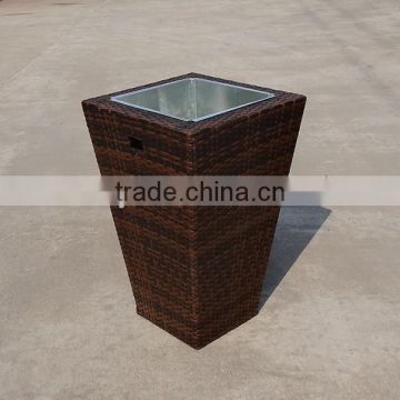 garden flowerpot/rattan flower pot/rattan pot with iron barrel mixed brown rattan color