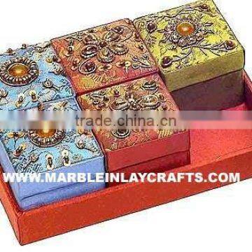 Fancy Zari Hand Embroidery Jewelry Boxes