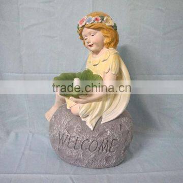 Fiberglass Garden Girl Welcome Statue Ornament photo-4