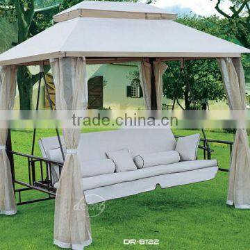 Hot Sale Derong outdoor furniture swing garden patio luxury swing bed cheap iron swing with mosquitoo net