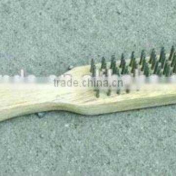 high quality galvanized steel wire brush with wooden handle plastic handle
