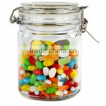 glass jar with metal lid and unique design