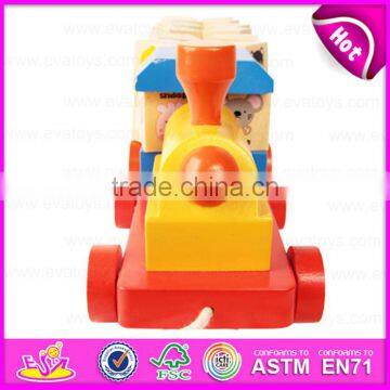 Colourful ABC Letters Wooden Rotational Train Pull Along Toy,Best Selling Wooden ABC Train Toy With Blocks W05C027 photo-3