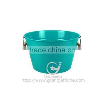 Color Metal Tubs With Wood Handles photo-2