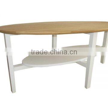 Wood Oval Coffee Table With White Top photo-4