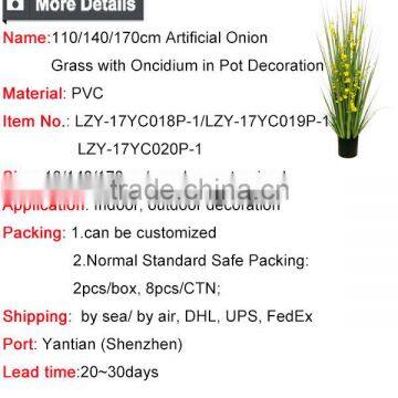 110 / 140 / 170 cm Nature Look Artificial Potted Grass Onion Grass With Oncidium Flower Fake Grass Pots Plant photo-6