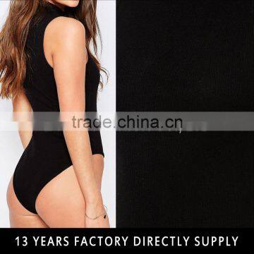 Fashion black color high neck sleeveless sport slimming bodysuit