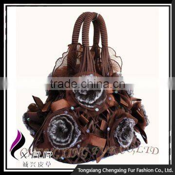 CX-H-30 Wholesale Handbag Beautiful Genuine Rex Fur Lady Fashion Handbags photo-4