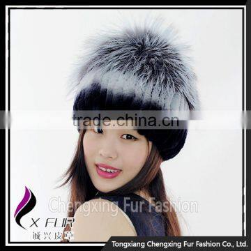 CX-C-244G 2016 New Products Hot Sale Handknitted Rex Rabbit Fur Cap Hat photo-5
