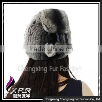 CX-C-240B Handknitted Womens Fashion Rex Rabbit Fur Hats and Caps photo-3