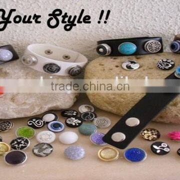 2016 New Design Snap Button Bangle Gold Plating Snap Button Cuff Bangle Small Red Stone Beads Twist Bangle photo-3