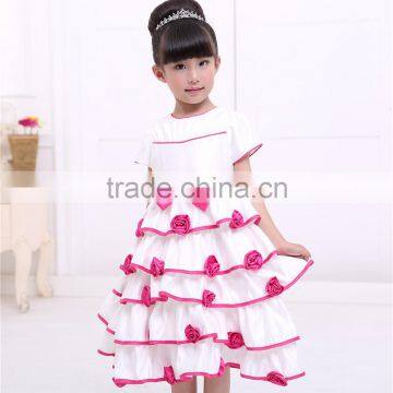 MGOO New Latest Design Fashion Girl Party Dress Flowers Layers Cute Satin Formal Dress 33033 photo-3
