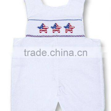 Baby Boy White Smocked Stars of US Shortall
