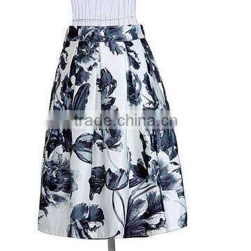 mature women vintage flowers print long pictures fashionable skirts