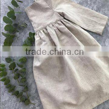 Little Girls Summer Linen Long Sleeves Girl Clothing Design Baby Clothes Dresses photo-2