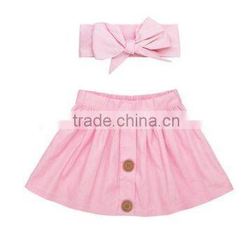 Latest Designer Cotton Skirt Kids Girl Short Dresses Matching Headband Sets