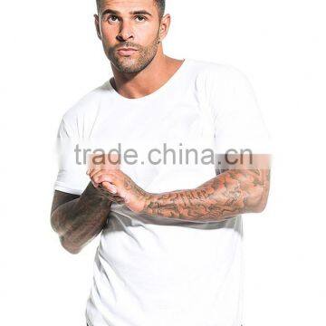 Mens Plain Gym Running Fitness T Shirt With Hem Bottom photo-5