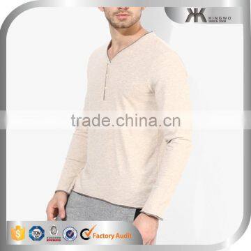 Cheap Man V Neck Cotton Wholesale Blank Long Sleeves T-shirts photo-3
