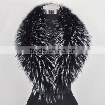 Myfur Top Quality Custom Order Natural Color Raccoon Fur Trim Collar photo-3