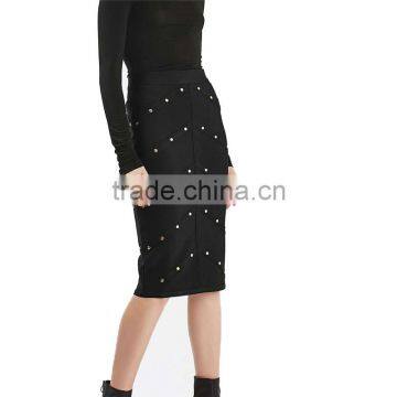 2017 OEM Spring Bandage Studded Figure-hugging Pencil Skirt