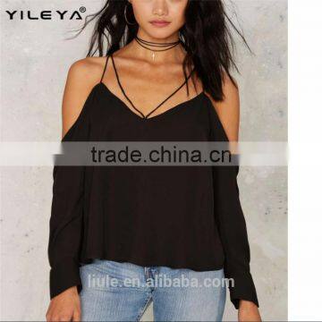 High Quality Stylish Summer Cold Shoulder Tops For Women 2016