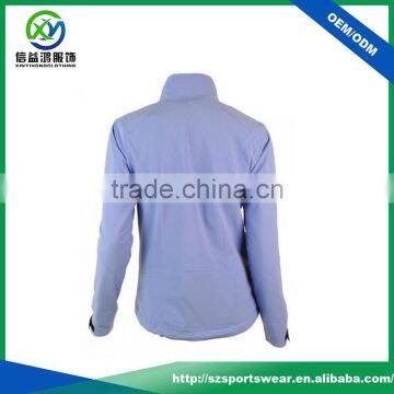 OEM Custom Light Blue Zipper Pockets Warm Women's Winter Jacket photo-2