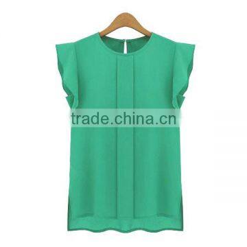 New Design Office Ladies Chiffon Short Sleeve Blouses photo-4