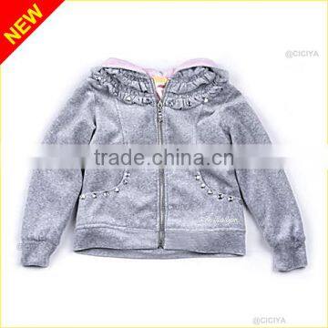 Custom Wholesale High Quality Boutique Lovely Baby Girls Winter Velvet Hoody Sweatshirt With Hood for Baby Girls photo-4