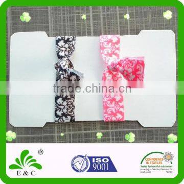 Dye sublimation print good stretch hot sealed shiny fold over elastic fashion hair ribbon