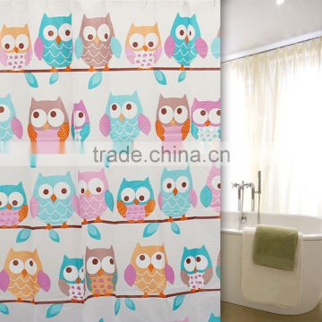 Cute Owl Shower Curtains PEVA 7171" Bathroom Products Waterproof Polyester Shower Bath Curtain With 12 Hooks