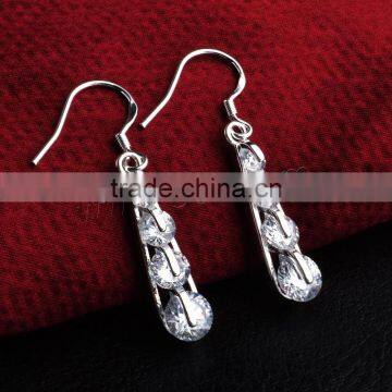 Eerring Women Cubic Zircon Brass Copper Bronze Earring Real Silver Plated Plating Stone Jewelry 1119893