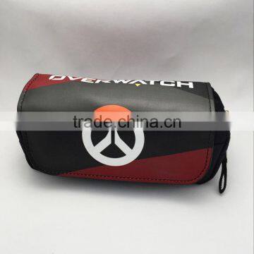 Hot sale overwatch anime cartoon fancy pu pencil bag for students