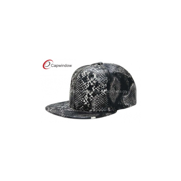 Snake Skin Leather Custom Strapback Hats With Velcro Closure