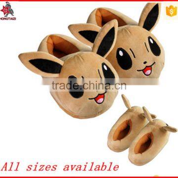 Lovely animal carton toy design pokemon plush slippers whoelsale with all sizes