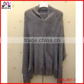 Wholesale women's fashion acrylic knit fur poncho