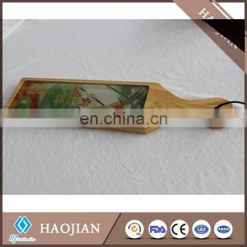 Glass cheese board kitechen bread board with wood frame wooden bread board