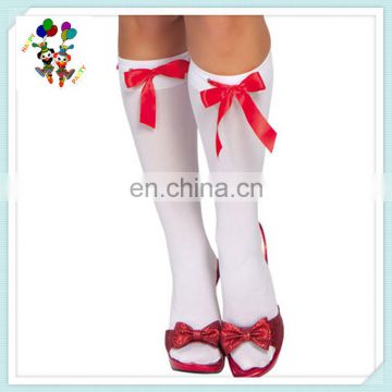 White and Red Ribbon Sexy Knee High Stockings HPC-2467