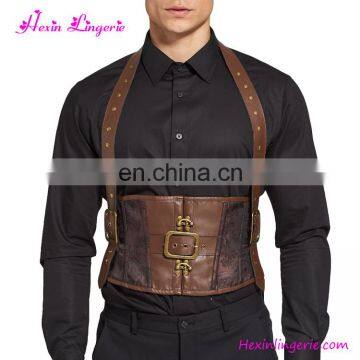 Wholesale Brown Lace Mens Body Shaper Underbust Waist Corset Extender Steampunk