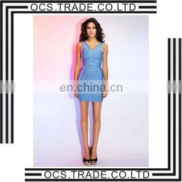 2014 designer party dress blue fashion