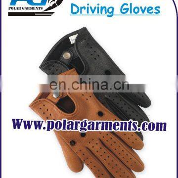 Black and Brown Leather Driving Gloves