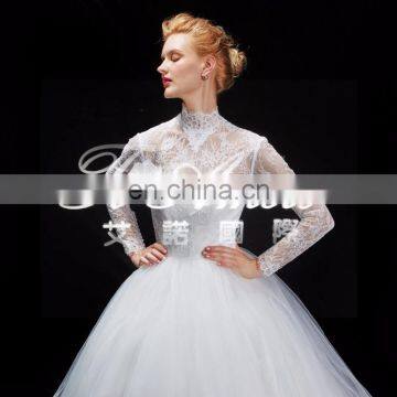 1A175cx 2015 High Collar Lace Palace Wedding Dress/Real Picture Show Bridal Wedding Dress Court Train Europe and America 2105 photo-5