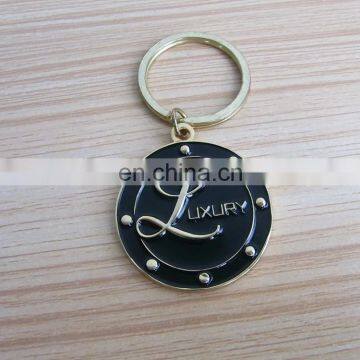 metal stamping brass luxury embossed keychains, high quality gold key rings