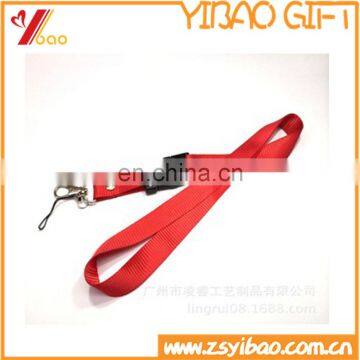 Cheap China manufacturer custom polyester lanyard with plastic buckle and metal hook