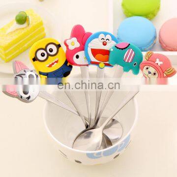 Creative silicone coffee Stainless steel spoon with lovely smile shape