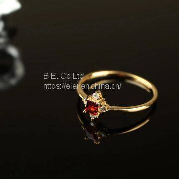 Fire Opal Clover Ring Gold Fashion Jewelry for Women