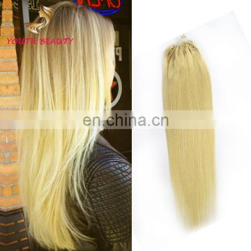 8A Indian human virgin hair micro ring hair extension #613 cuticle aligned hair