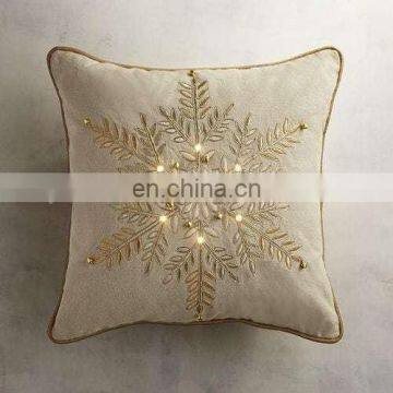 Light LED Christmas Cushion With Embroidered Pillow Cover Decorative